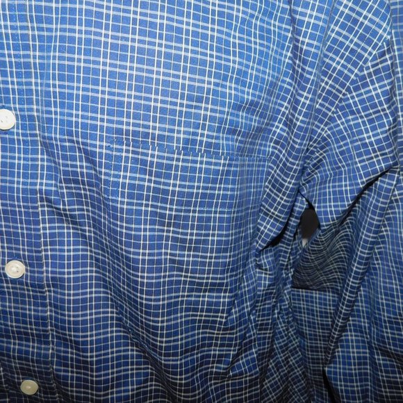 Eddie Bauer Mens TXL Tall XL Blue white Plaid long Sleeve Button Front Shirt - Picture 6 of 8